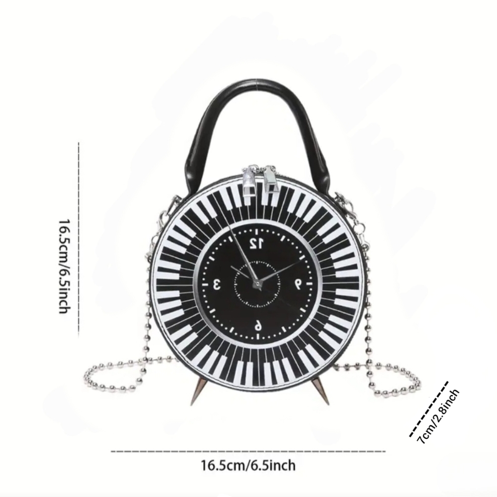 Piano Keyboard Clock Handbag - Picture 2 of 3